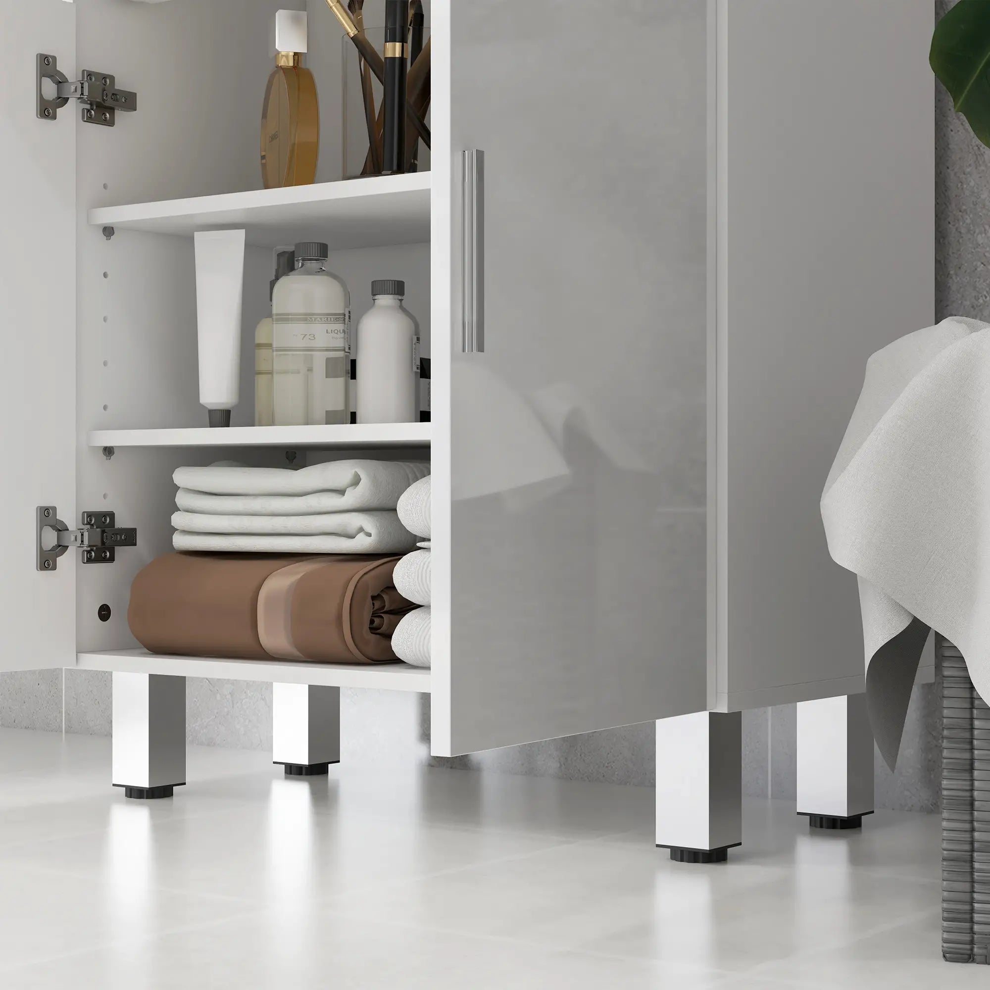 Bathroom Floor Cabinet, 2 High Gloss Drawers, White, White Freestanding Bathroom Cabinets at Gallery Canada