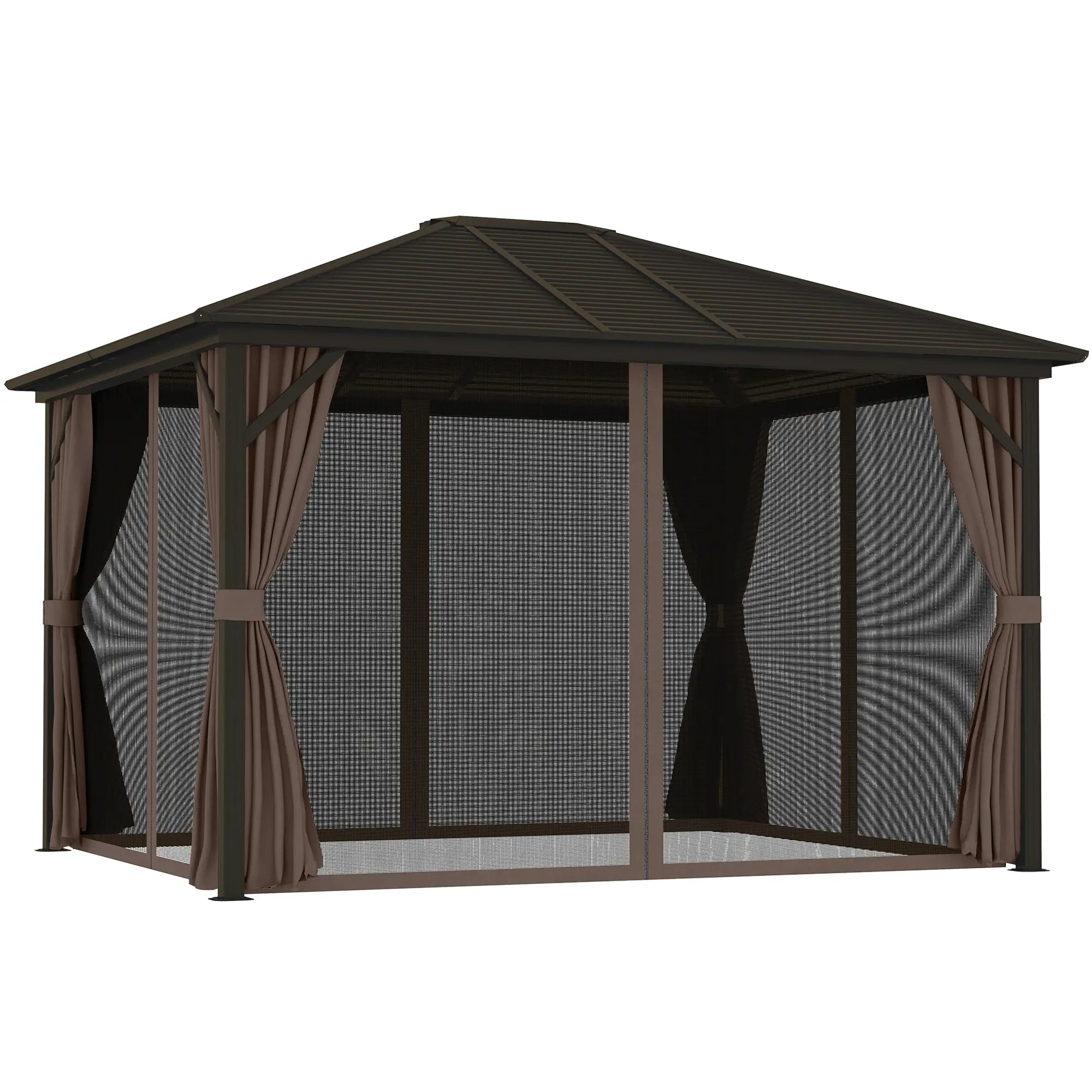 10' x 12' Hardtop Gazebo, Aluminum Frame, Coffee Gazebos at Gallery Canada