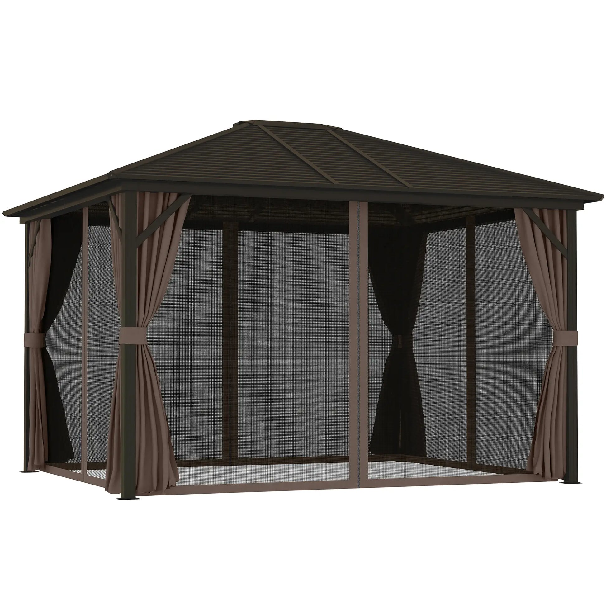 10' x 12' Hardtop Gazebo, Aluminum Frame, Coffee Gazebos at Gallery Canada