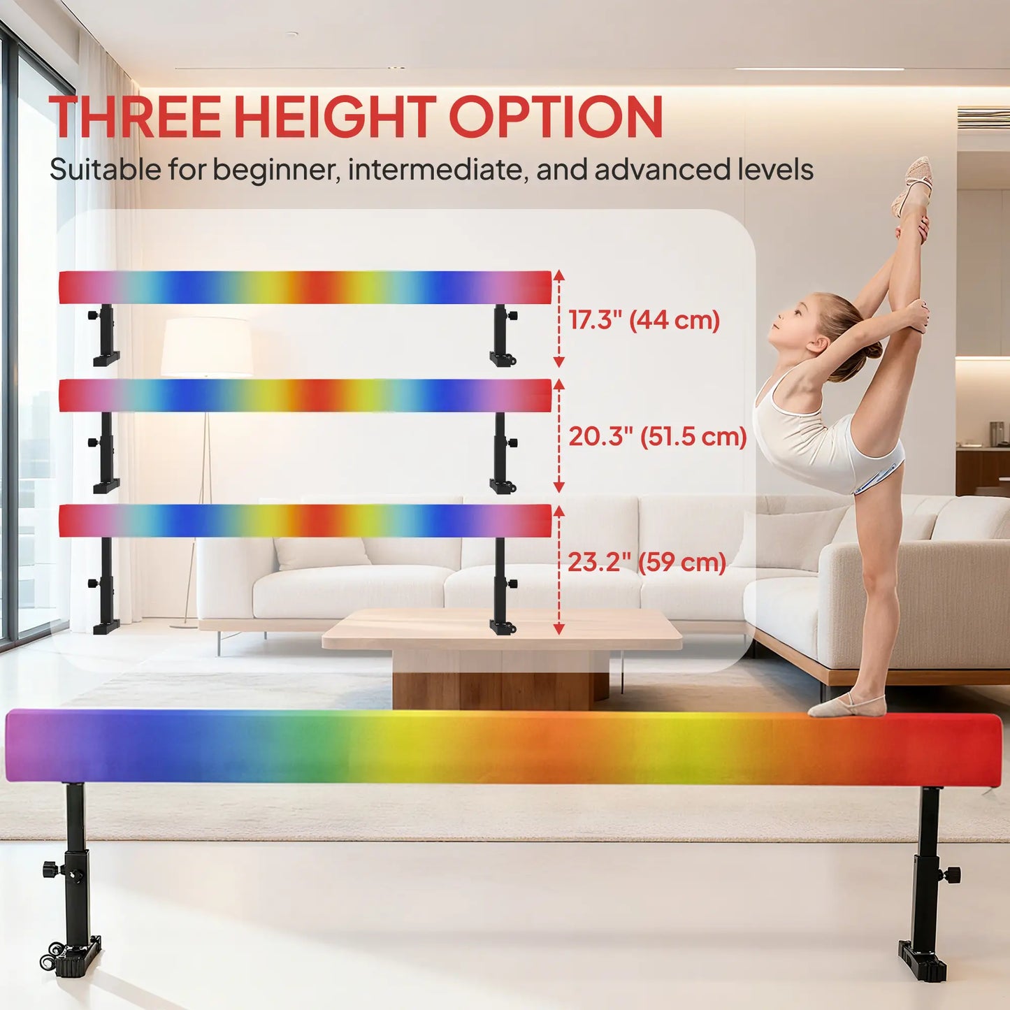 7.5ft Adjustable Gymnastics Balance Beam With Wheels, Training Equipment Gymnastics Mats at Gallery Canada