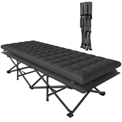 32" Extra Wide Folding Camping Cot, Soft Pad, Non-Slip Feet, Carry Bag, Black Camping Cots at Gallery Canada