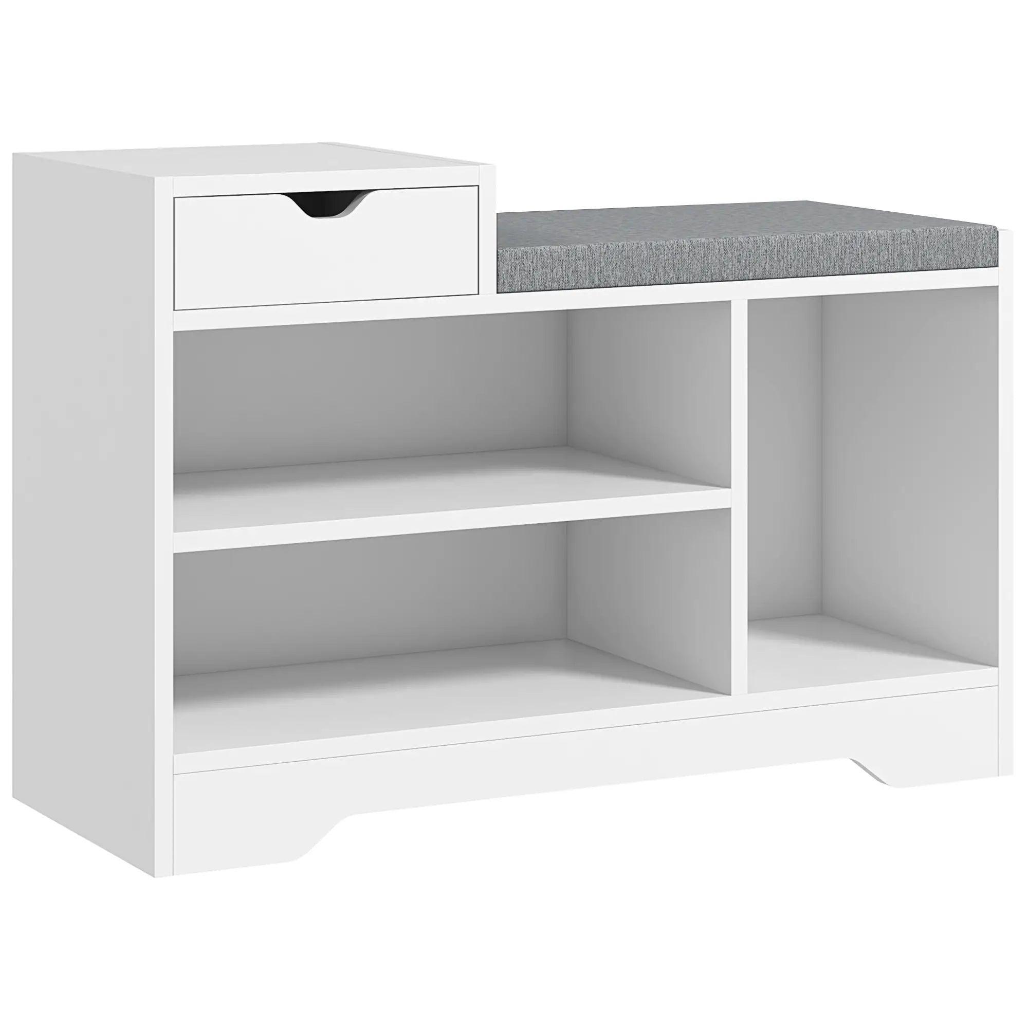 Upholstered Shoe Storage Bench, with Seat, Drawer, 3 Shelves, White Shoe Storage Cabinets & Racks at Gallery Canada
