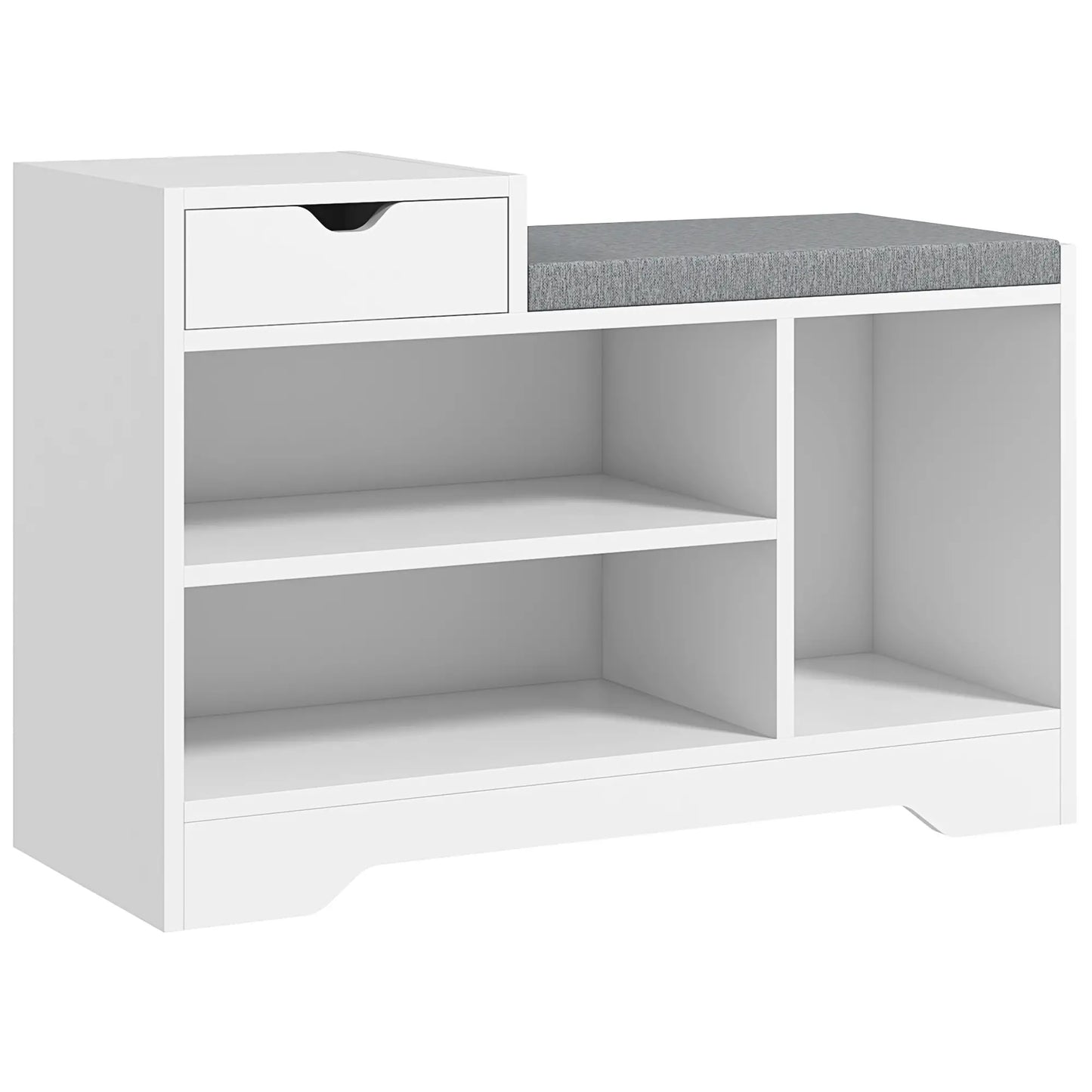 Upholstered Shoe Storage Bench, with Seat, Drawer, 3 Shelves, White Shoe Storage Cabinets & Racks at Gallery Canada