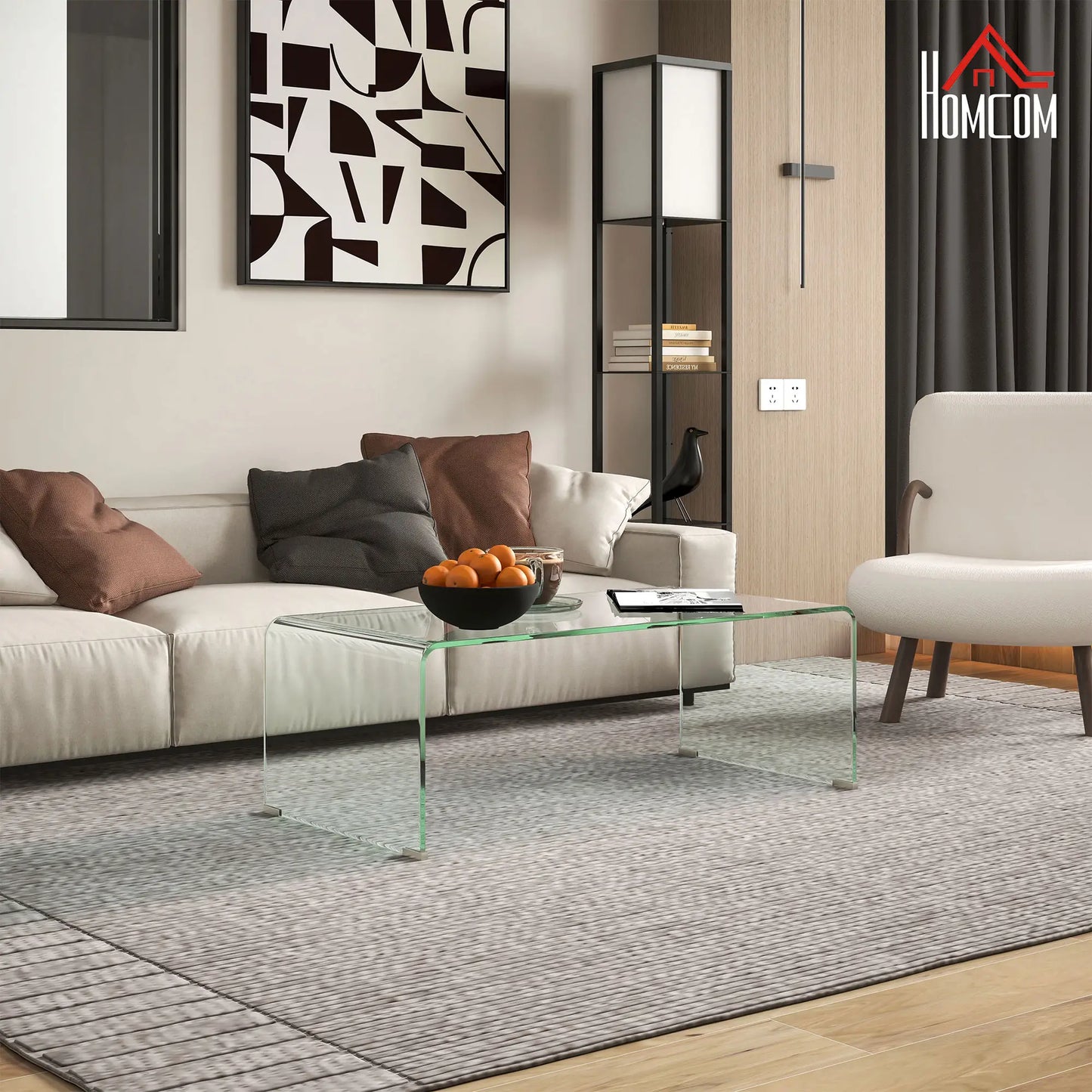 Clear Glass Coffee Table, Modern Rectangle Living Room Center Table, Safe Rounded Edges Coffee Tables at Gallery Canada