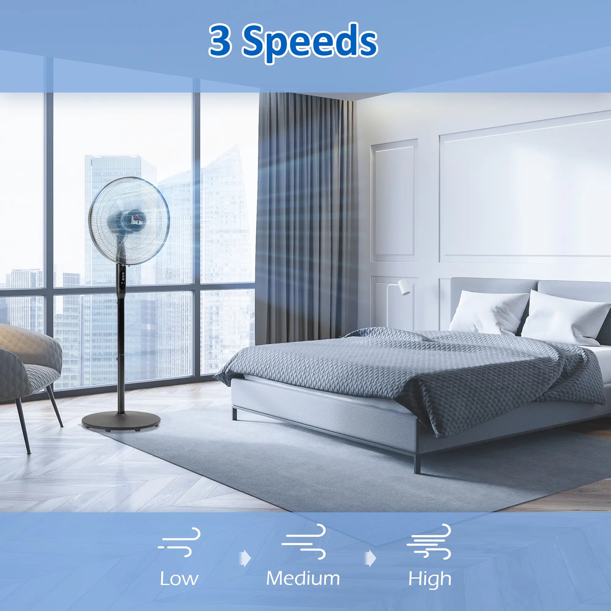 Floor Standing Fan with Remote, Oscillating, LED Screen, Black Stand Fans at Gallery Canada