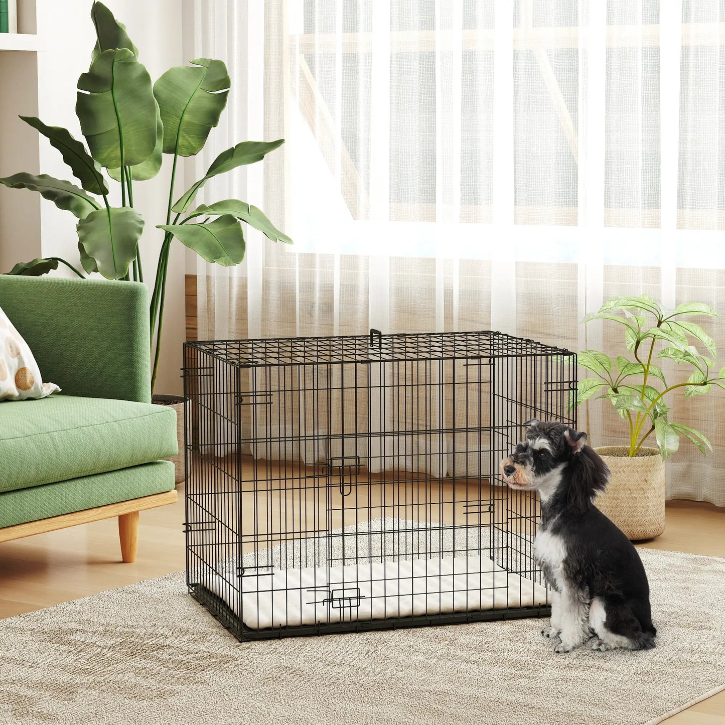 30" Folding Metal Dog Crate, 2 Doors, Removable Tray, Black Houses, Kennels & Pens at Gallery Canada