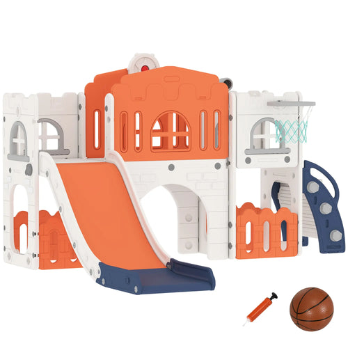 7 In 1 Toddler Slide, Basketball Hoop, Climber, Orange
