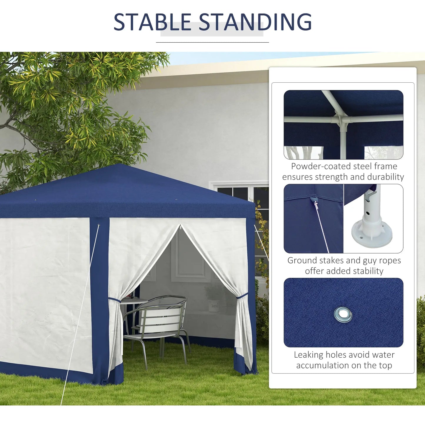 Hexagon Party Tent, Patio Gazebo with Netting, Blue Canopy Tents at Gallery Canada