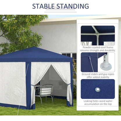 Hexagon Party Tent, Patio Gazebo with Netting, Blue Canopy Tents at Gallery Canada