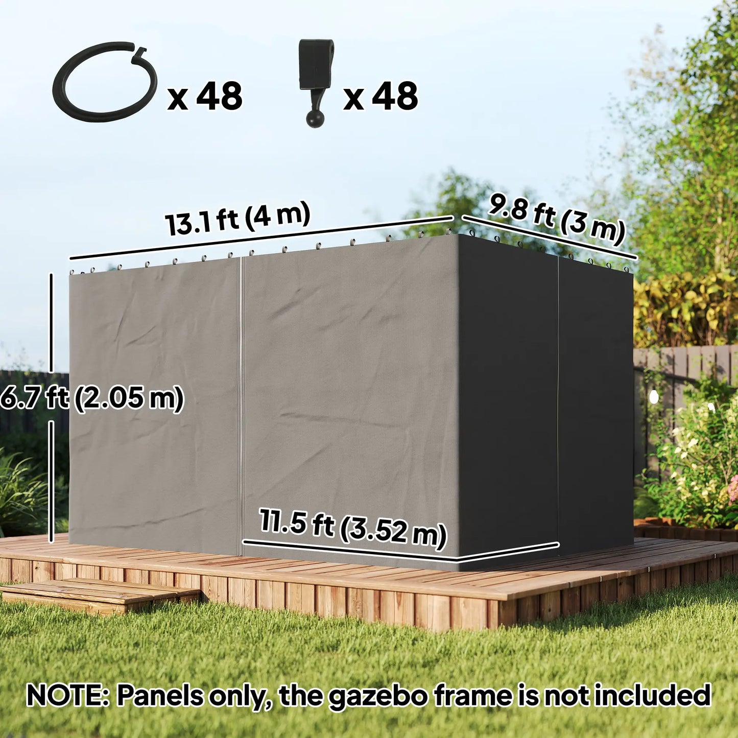10' x 13' Gazebo Sidewall Set, 4 Panels, Light Grey Gazebo Sidewalls at Gallery Canada
