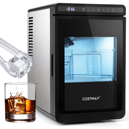 Clear Ice Cube Maker Countertop 1.6 Inches Large Square Ice Cubes, Silver Ice Makers Silver at Gallery Canada