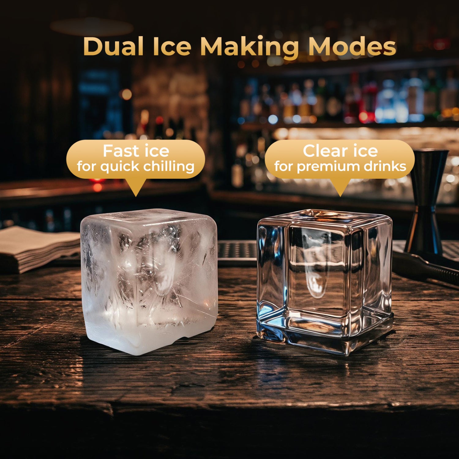 Clear Ice Cube Maker Countertop 1.6 Inches Large Square Ice Cubes, Silver Ice Makers at Gallery Canada