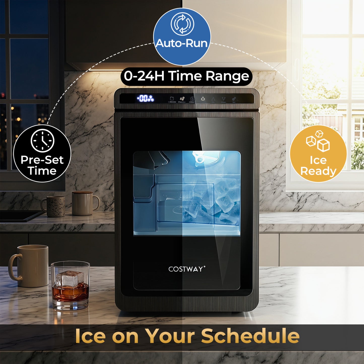 Clear Ice Cube Maker Countertop 1.6 Inches Large Square Ice Cubes, Silver Ice Makers at Gallery Canada