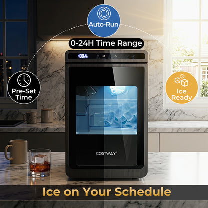 Clear Ice Cube Maker Countertop 1.6 Inches Large Square Ice Cubes, Silver Ice Makers at Gallery Canada