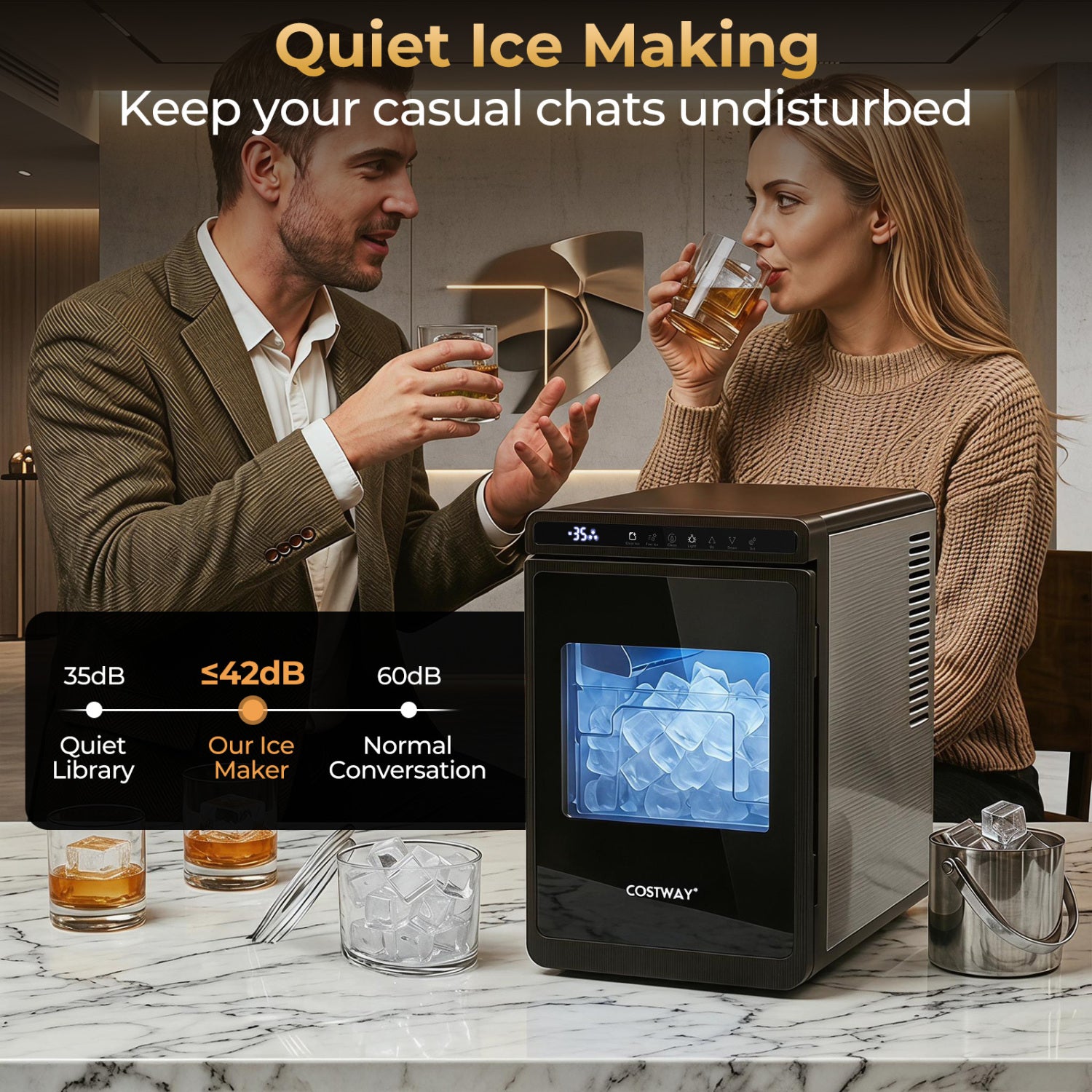 Clear Ice Cube Maker Countertop 1.6 Inches Large Square Ice Cubes, Silver Ice Makers at Gallery Canada