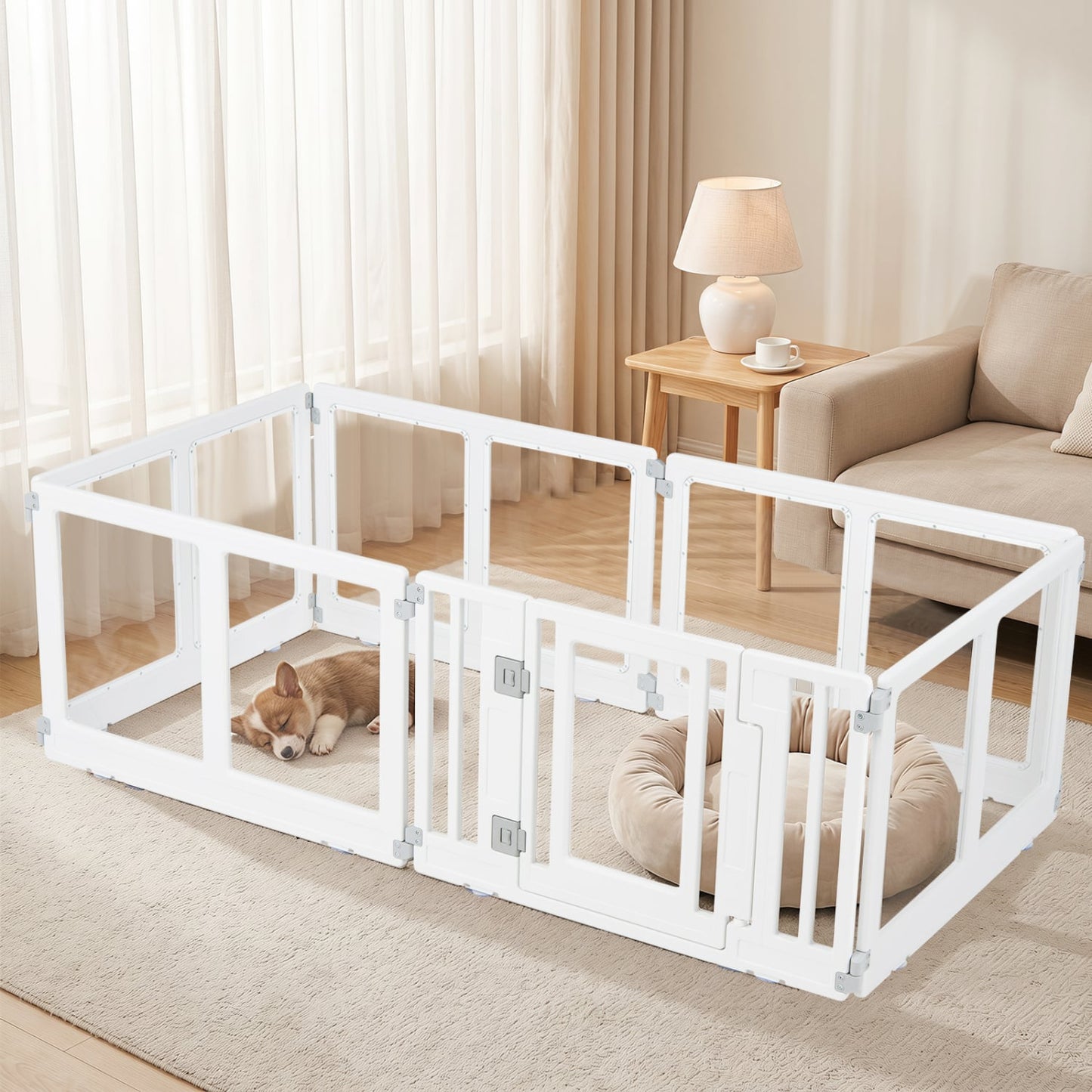 Plastic Dog Playpen, 6 Panel, Secure Locking Door, Clear Pet Gate at Gallery Canada
