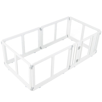 Plastic Dog Playpen, 6 Panel, Secure Locking Door, Clear Pet Gate White at Gallery Canada