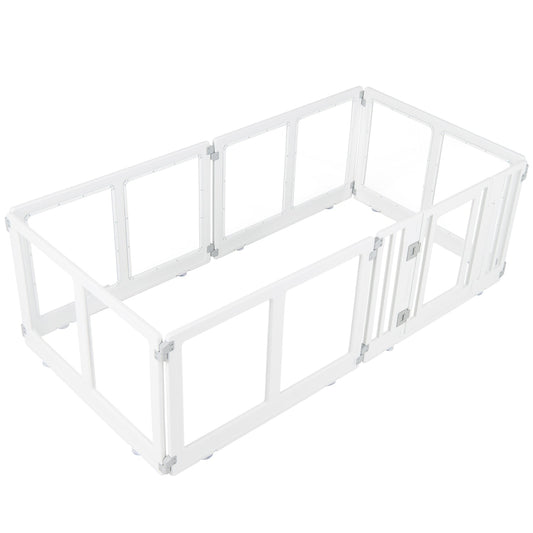 Plastic Dog Playpen, 6 Panel, Secure Locking Door, Clear Pet Gate White at Gallery Canada