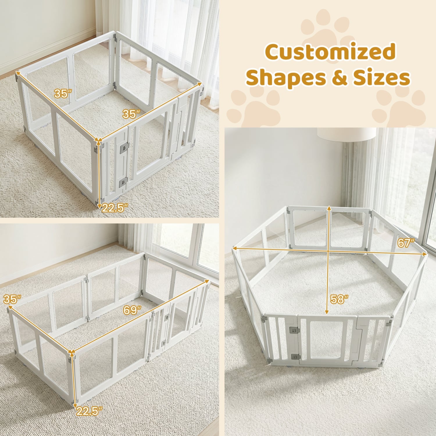 Plastic Dog Playpen, 6 Panel, Secure Locking Door, Clear Pet Gate at Gallery Canada