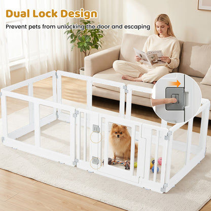 Plastic Dog Playpen, 6 Panel, Secure Locking Door, Clear Pet Gate at Gallery Canada