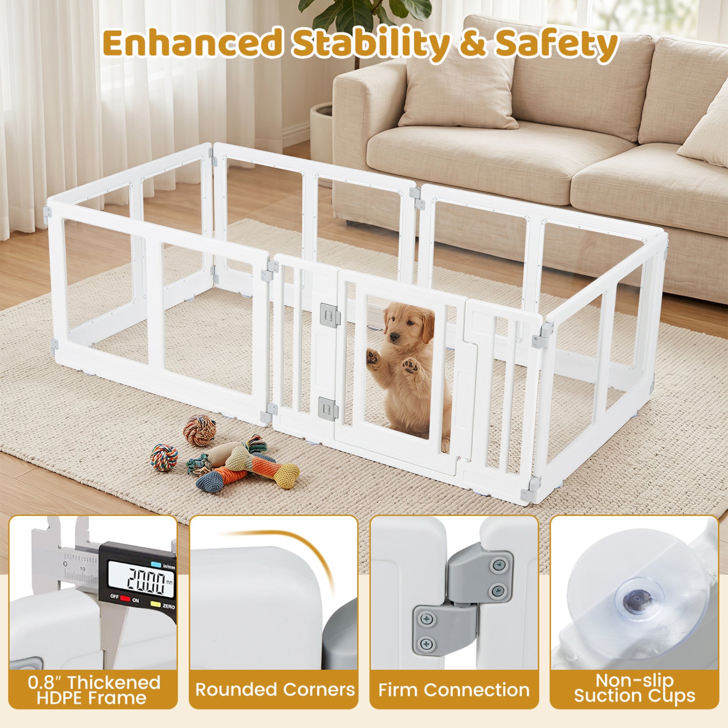 Plastic Dog Playpen, 6 Panel, Secure Locking Door, Clear Pet Gate at Gallery Canada