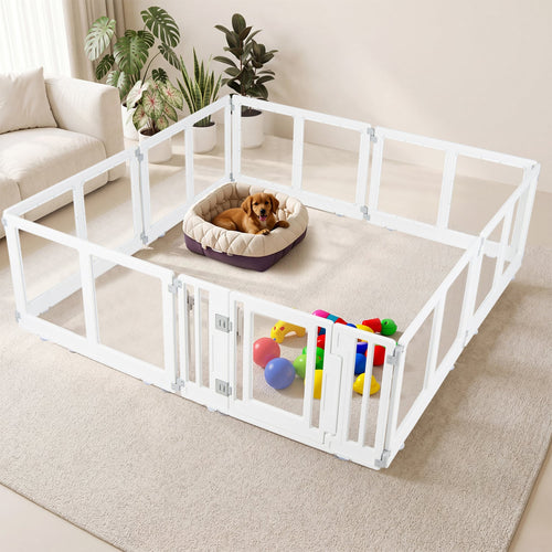 Plastic Dog Playpen, 8 Panel, Secure Locking Door, Clear
