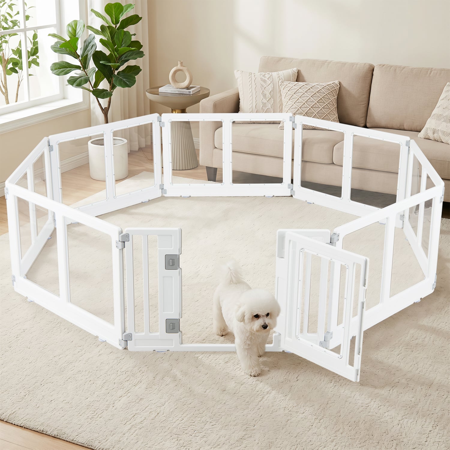 Plastic Dog Playpen, 8 Panel, Secure Locking Door, Clear Pet Gate at Gallery Canada