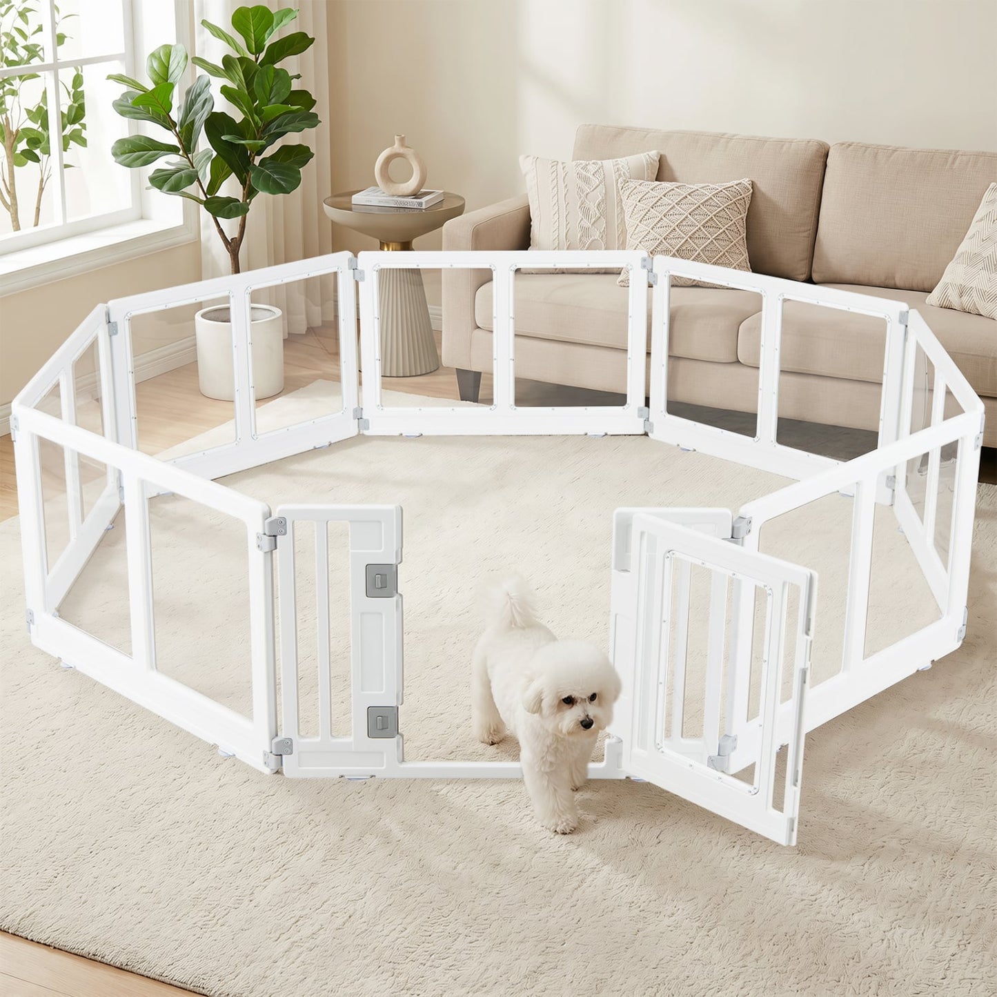 Plastic Dog Playpen, 8 Panel, Secure Locking Door, Clear Pet Gate at Gallery Canada
