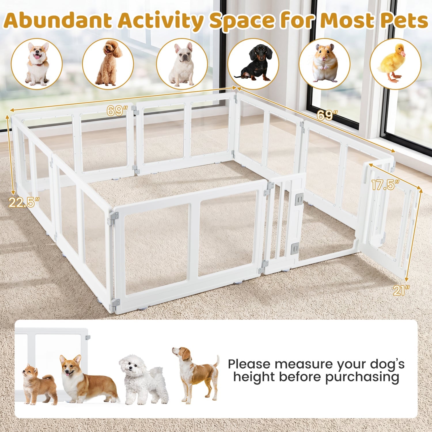 Plastic Dog Playpen, 8 Panel, Secure Locking Door, Clear Pet Gate at Gallery Canada