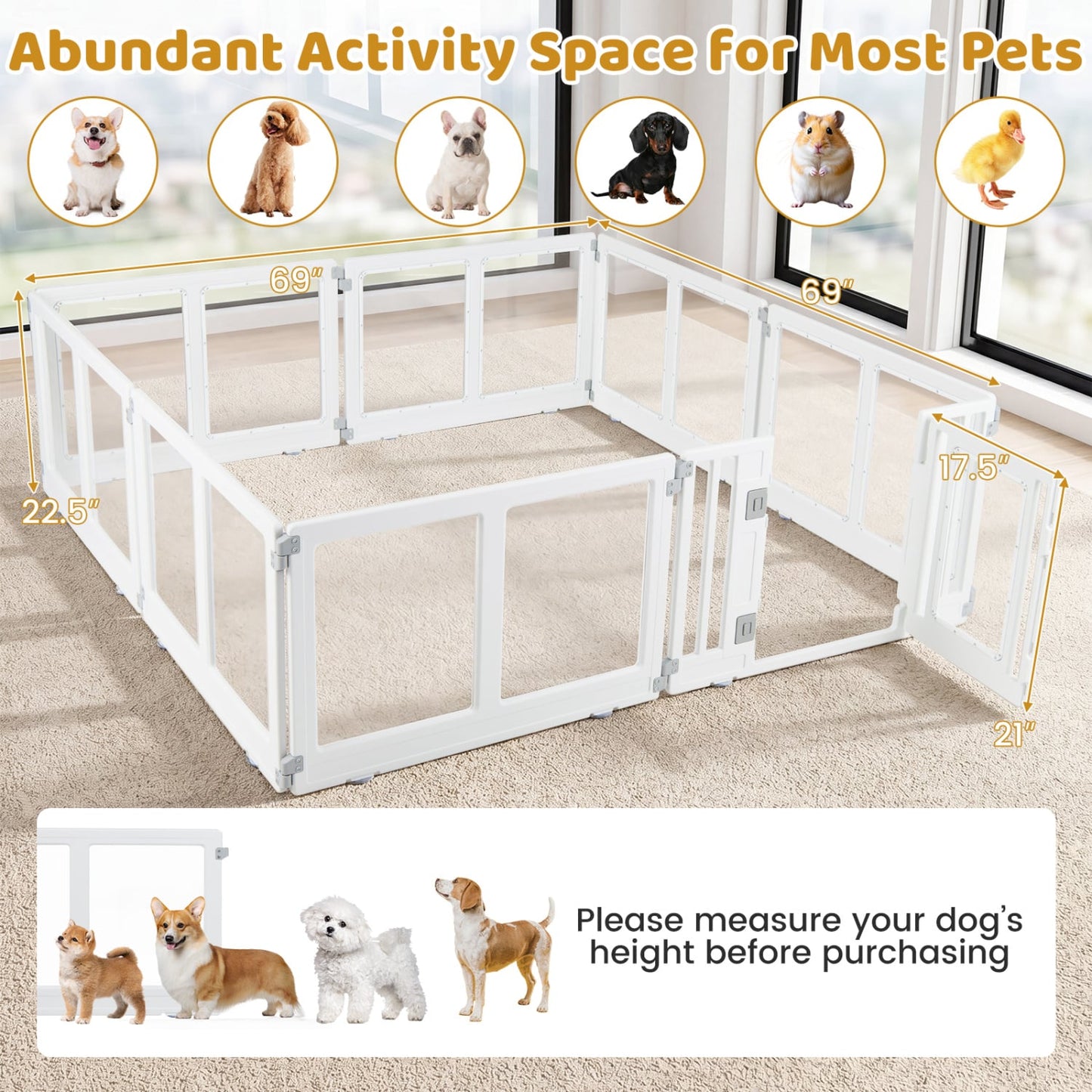 Plastic Dog Playpen, 8 Panel, Secure Locking Door, Clear Pet Gate at Gallery Canada