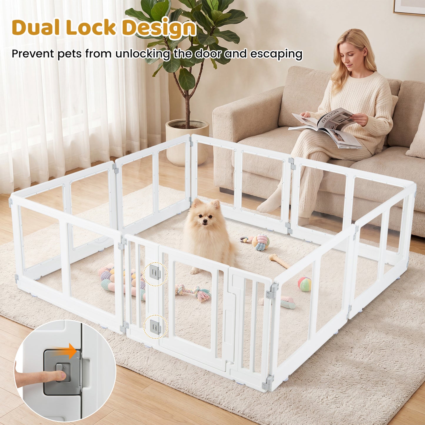 Plastic Dog Playpen, 8 Panel, Secure Locking Door, Clear Pet Gate at Gallery Canada