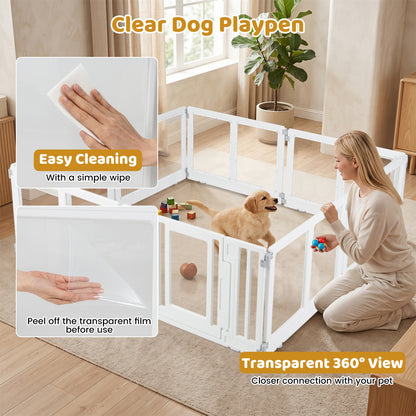 Plastic Dog Playpen, 8 Panel, Secure Locking Door, Clear Pet Gate at Gallery Canada
