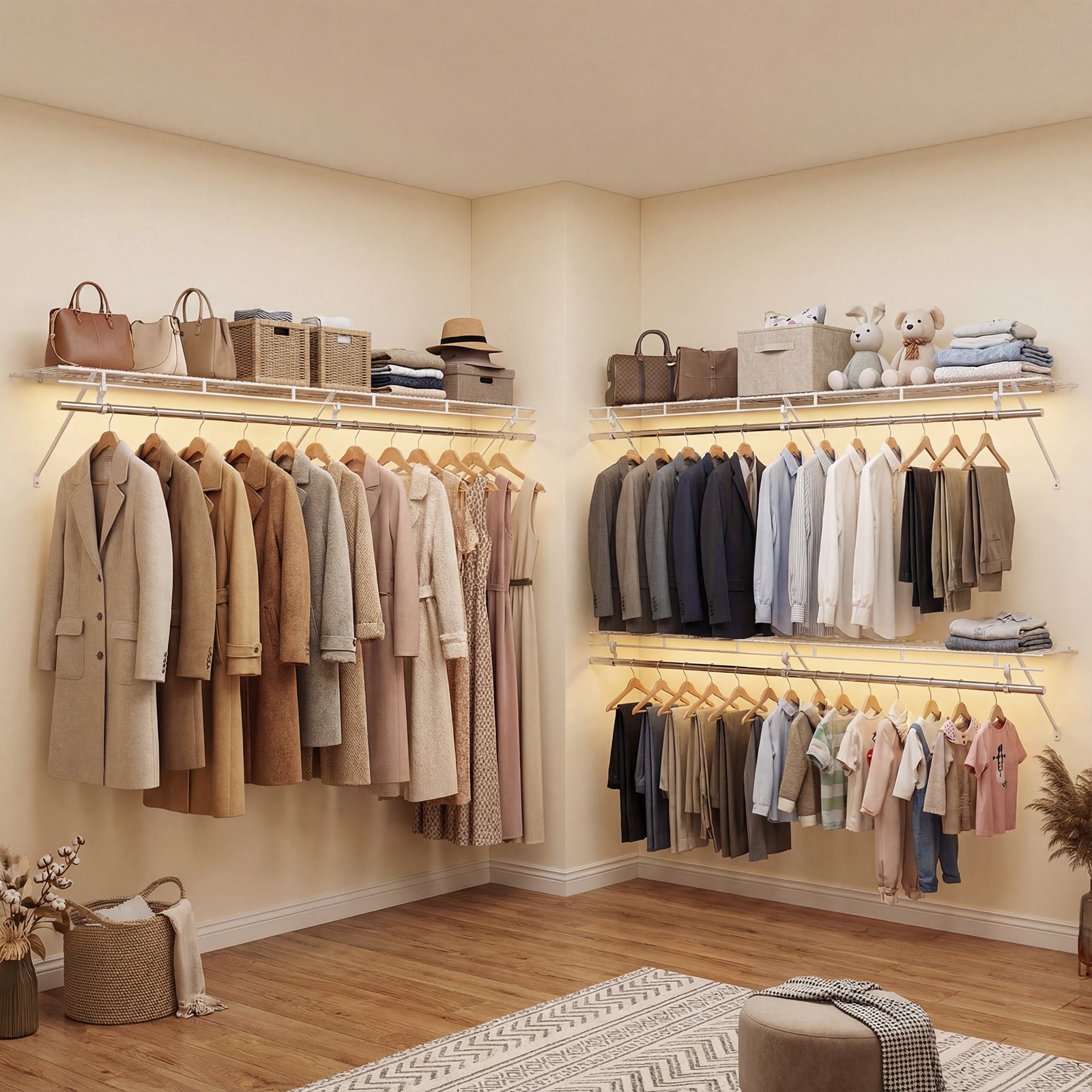 Closet Shelves Wall Mounted with Hanging Rod for Laundry Room Shoe Racks & Storage Benches at Gallery Canada
