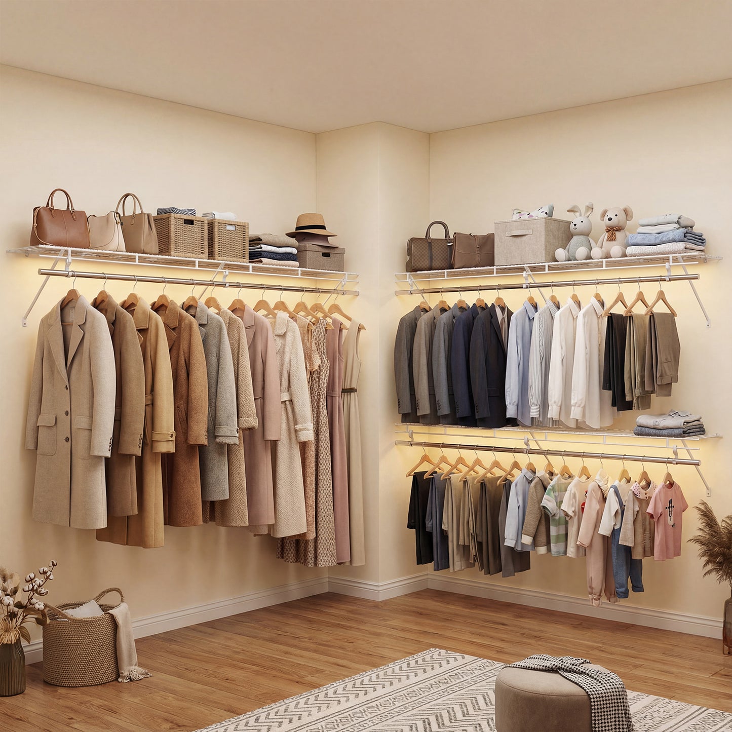 Closet Shelves Wall Mounted with Hanging Rod for Laundry Room Shoe Racks & Storage Benches at Gallery Canada