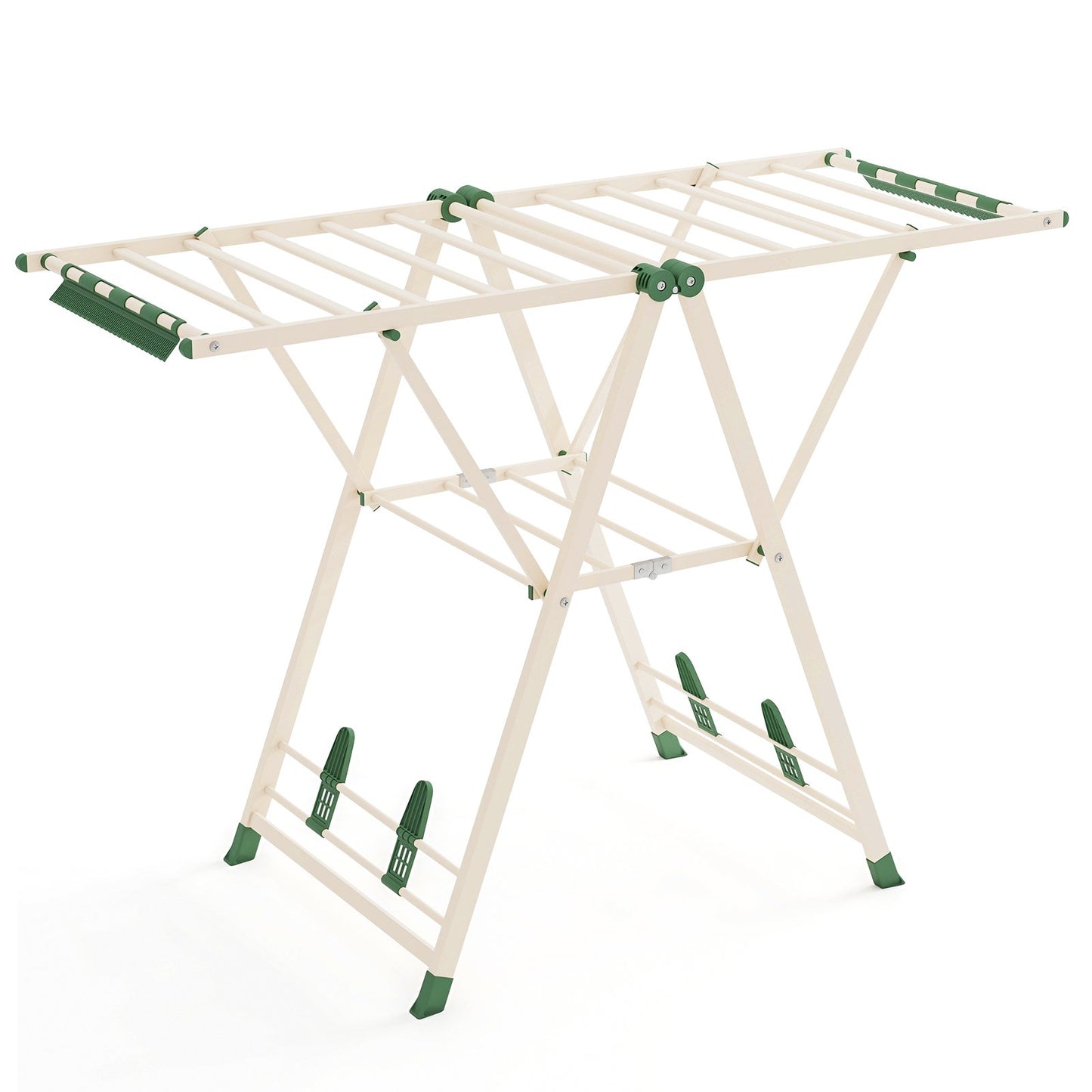 Clothes Drying Rack with Height Adjustable Wings, Beige Drying Racks Beige at Gallery Canada