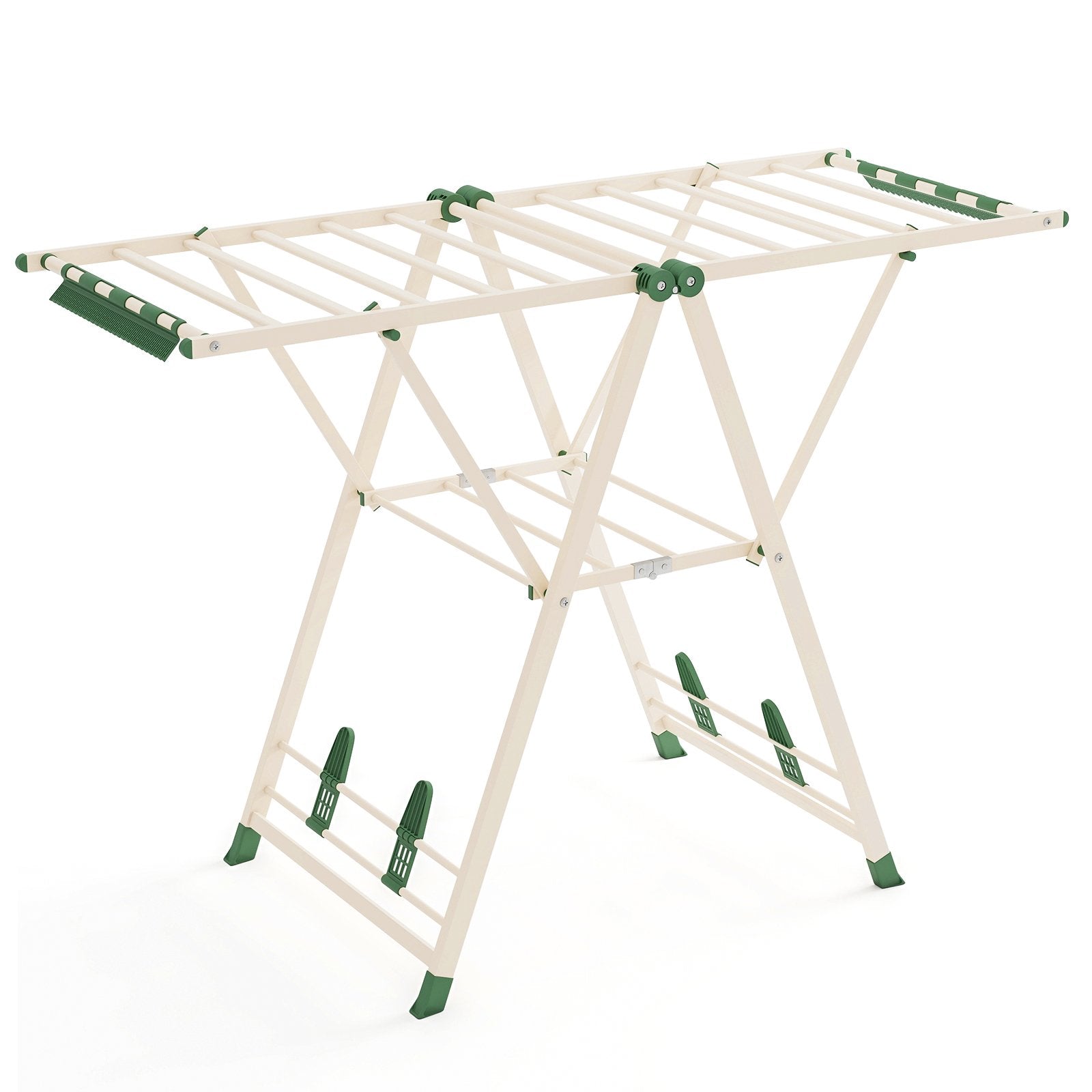 Clothes Drying Rack with Height Adjustable Wings, Beige Drying Racks Beige at Gallery Canada