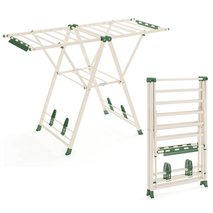 Clothes Drying Rack with Height Adjustable Wings, Beige Drying Racks at Gallery Canada