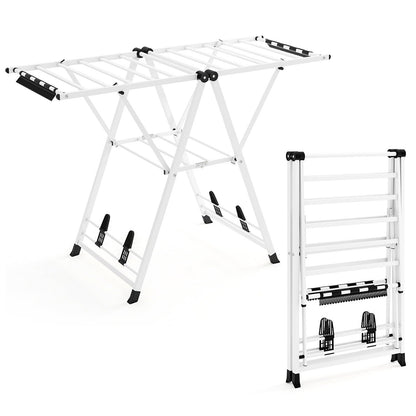 Clothes Drying Rack with Height Adjustable Wings, White Drying Racks at Gallery Canada
