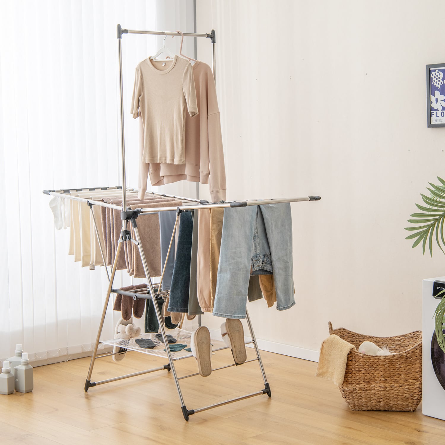 6-Level Adjustable Height Clothes Drying Rack, Silver Drying Racks at Gallery Canada