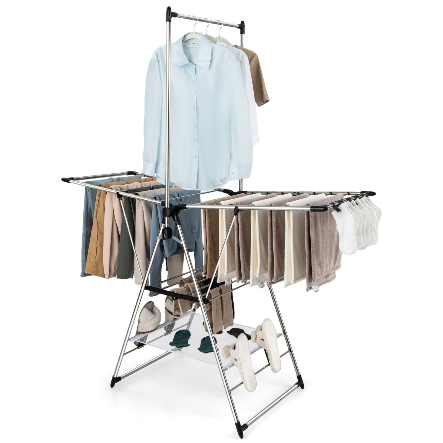 6-Level Adjustable Height Clothes Drying Rack, Silver Drying Racks at Gallery Canada