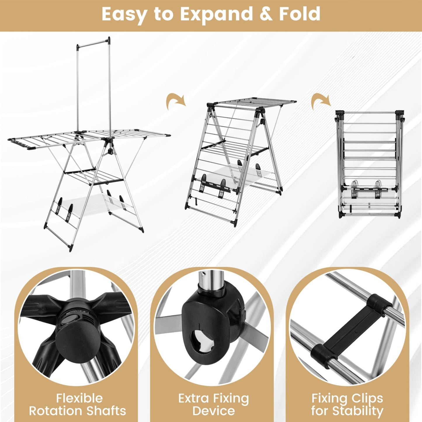 6-Level Adjustable Height Clothes Drying Rack, Silver Drying Racks at Gallery Canada