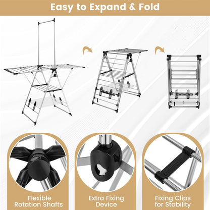 6-Level Adjustable Height Clothes Drying Rack, Silver Drying Racks at Gallery Canada