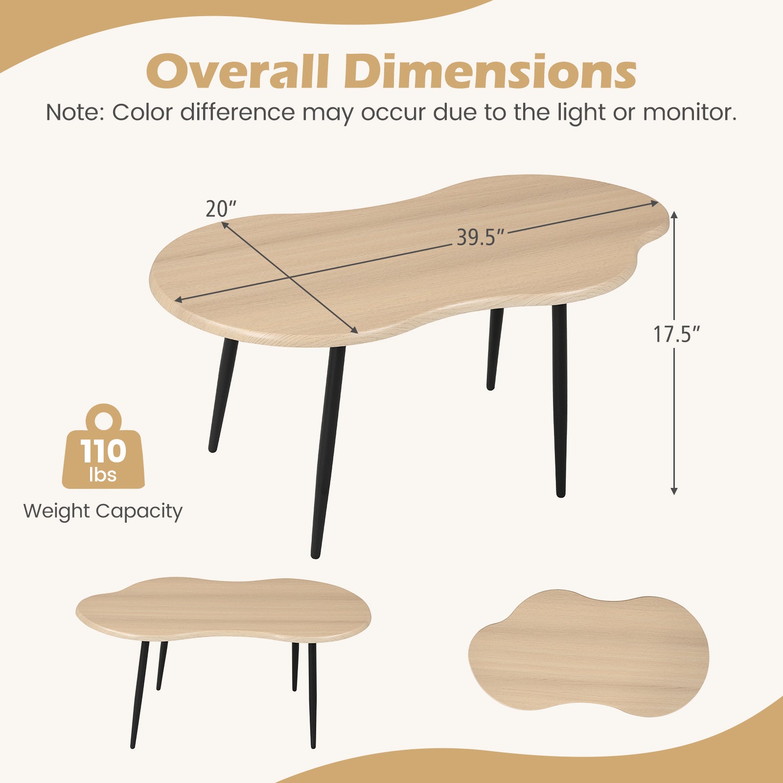 Cloud Coffee Table, Irregular Center, 39.5 In, Natural Coffee Tables at Gallery Canada