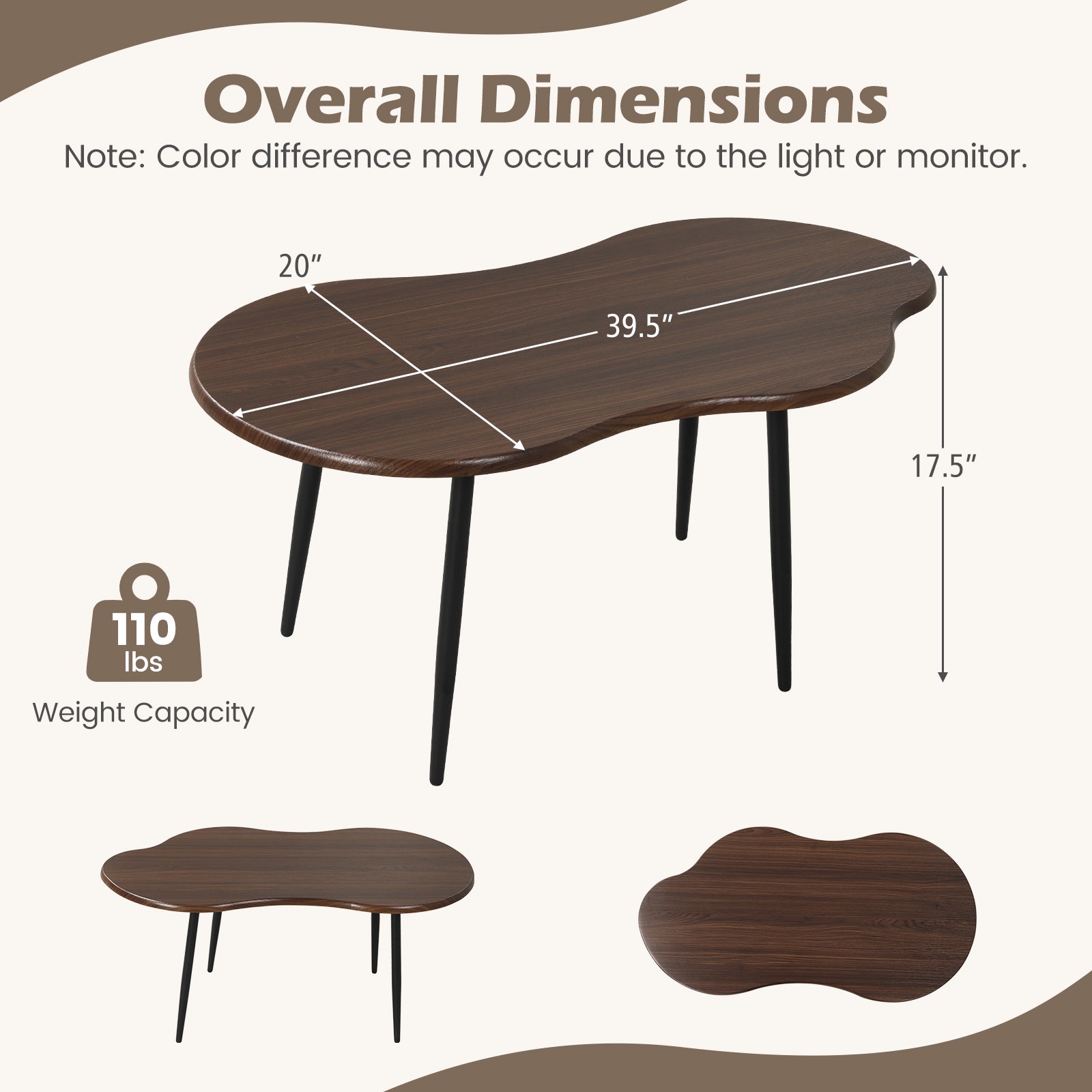 Cloud Shape Coffee Table, 39.5