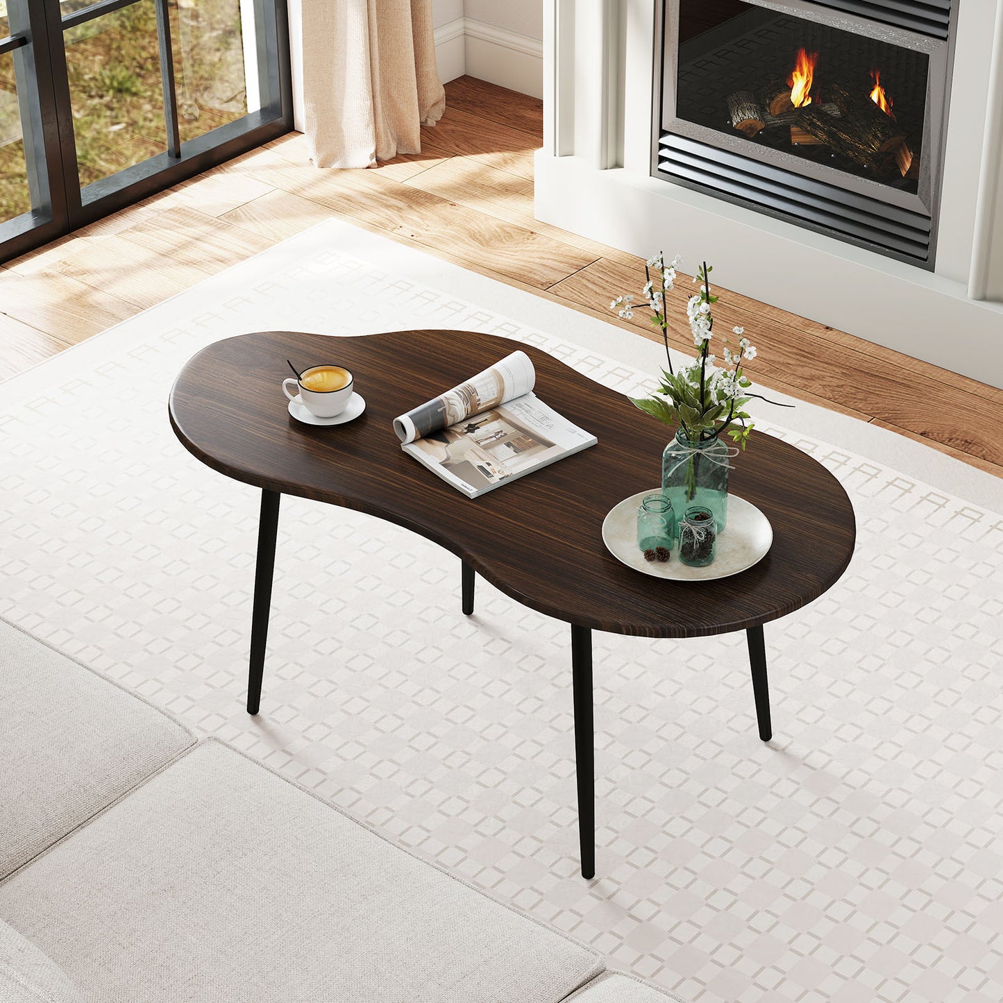 Cloud Shape Coffee Table, 39.5", Walnut Coffee Tables at Gallery Canada
