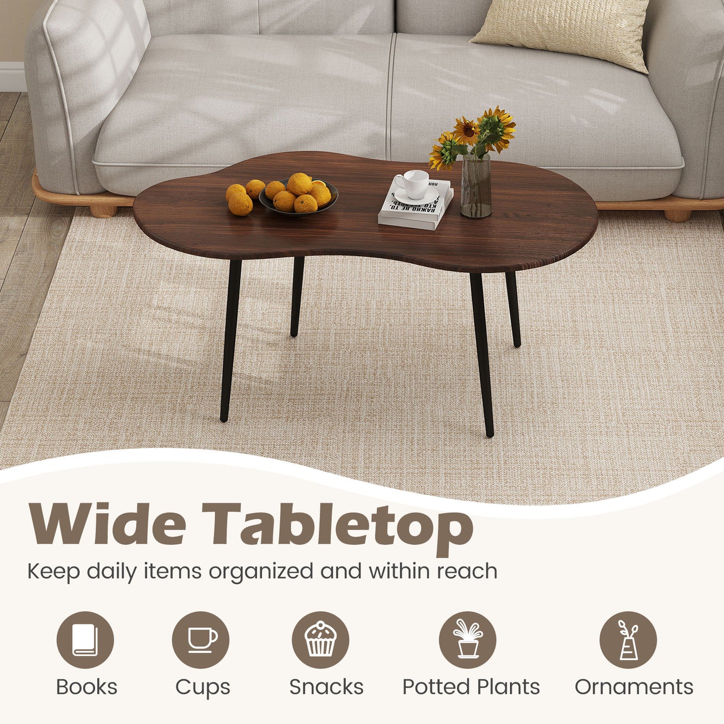 Cloud Shape Coffee Table, 39.5", Walnut Coffee Tables at Gallery Canada