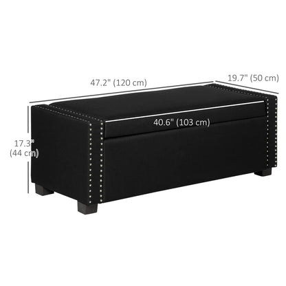 Flip Top Storage Bench, Upholstered Ottoman, 48L, Dark Grey Storage Ottomans & Benches at Gallery Canada