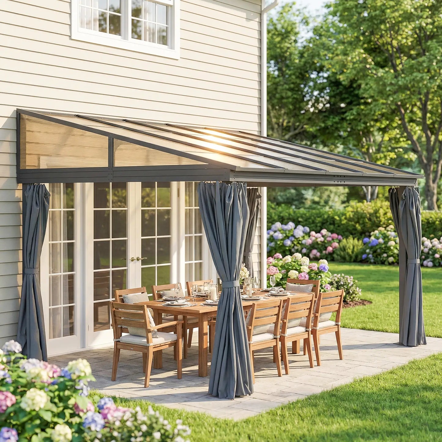 10' X 13' Outdoor Hardtop Pergola, UV Protection With Curtains Pergolas at Gallery Canada