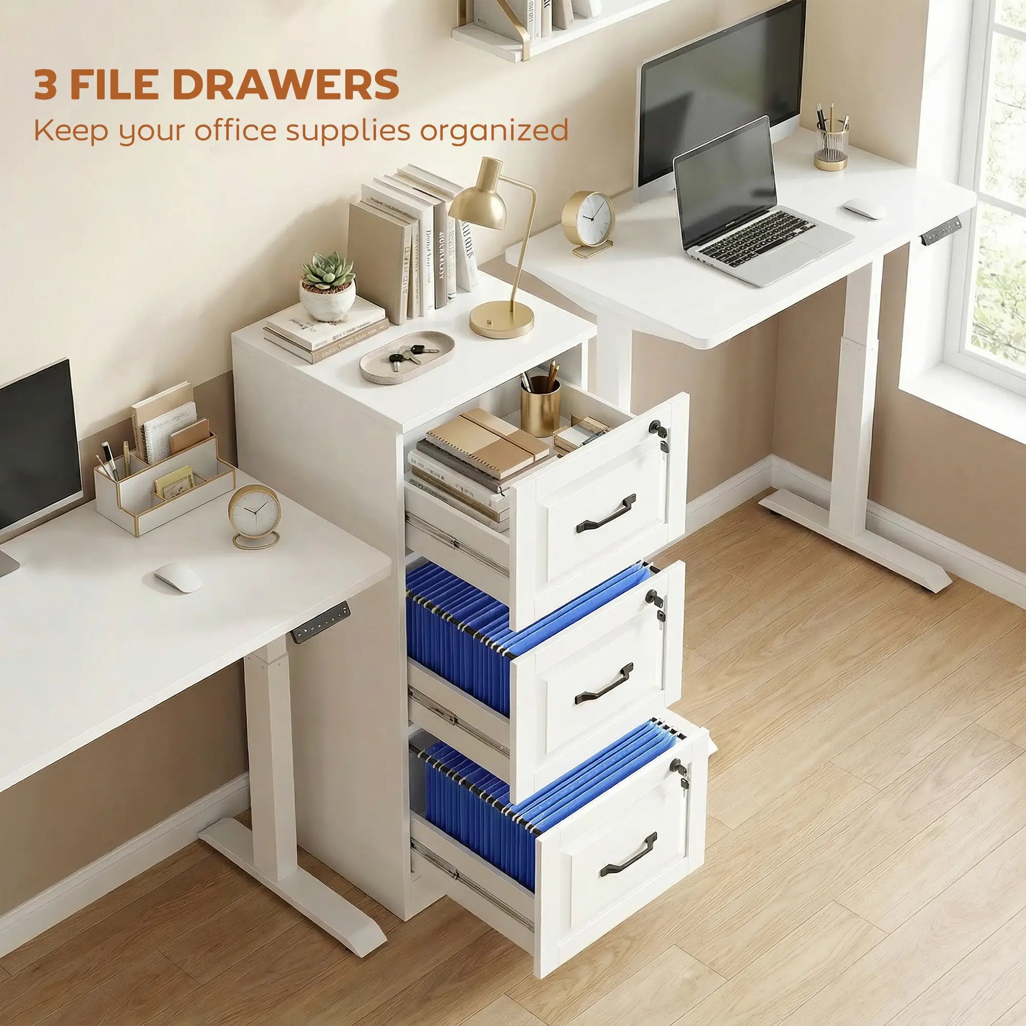 3 Drawer File Cabinet With Lock, Vertical Filing Cabinet, White Office Cabinets & Cupboards at Gallery Canada