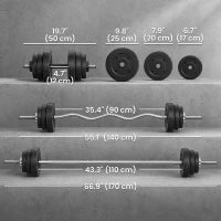 Ensemble d'haltères ajustables 3-en-1, poids de 110 lb pour salle de sport à domicile, poignée antidérapante